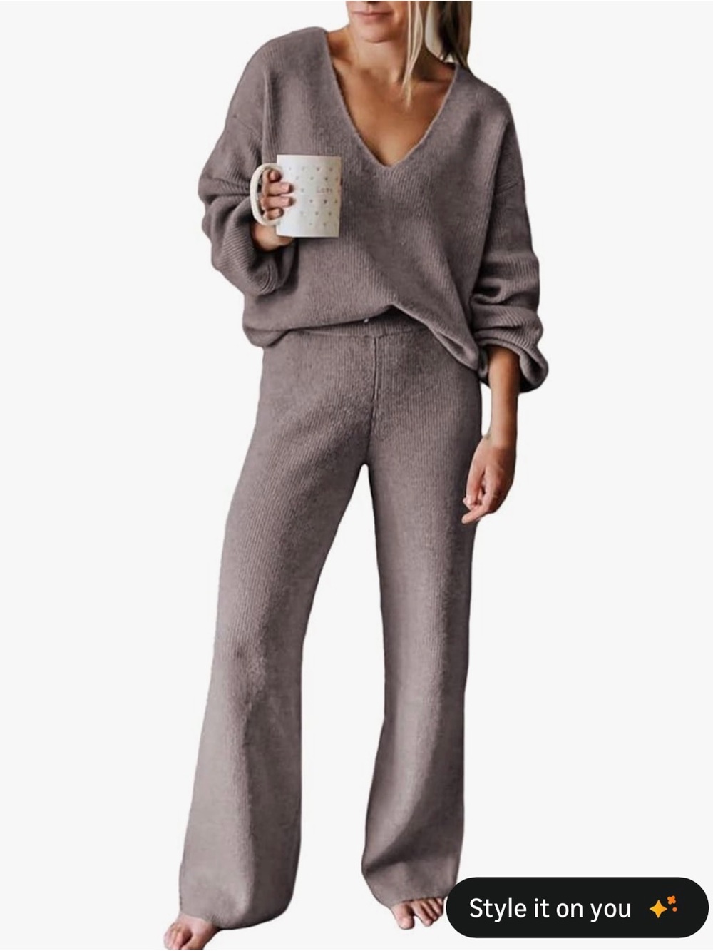 Women's Ribbed Knit Sweater - Purple